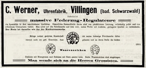 Carl Werner Zeitungsanzeige aus dem Jahr 1898